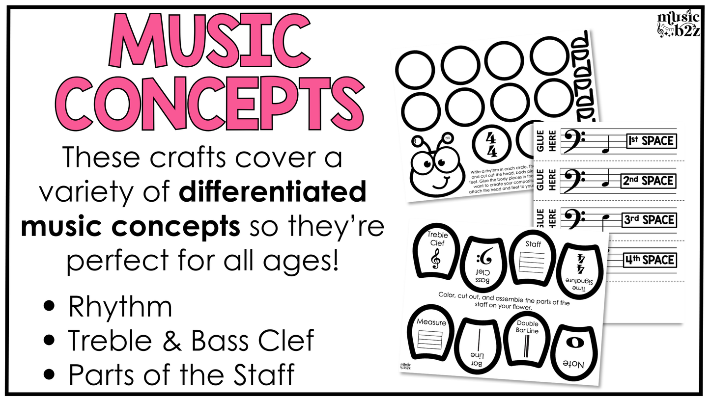 Spring Music Craft BUNDLE Spring Music Bulletin Board Music Sub Plan