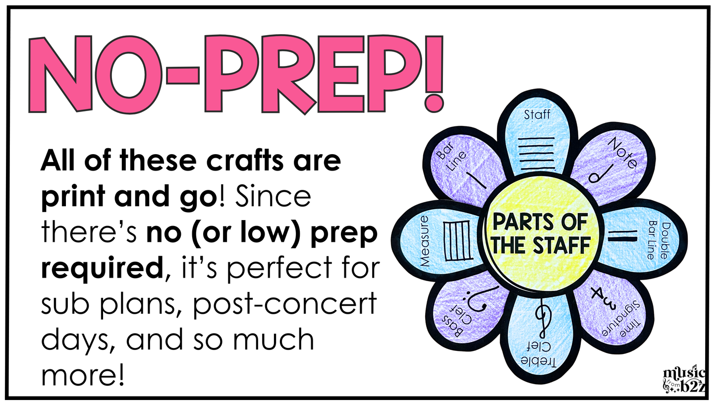 Spring Music Craft BUNDLE Spring Music Bulletin Board Music Sub Plan