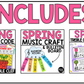 Spring Music Centers BUNDLE Spring Treble Clef Worksheets Music Games Sub Plans