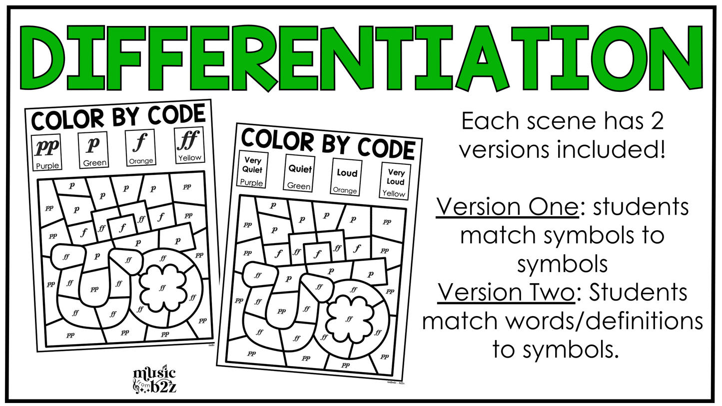 St. Patrick's Day Music Coloring Page BUNDLE Color by Note Music Worksheets