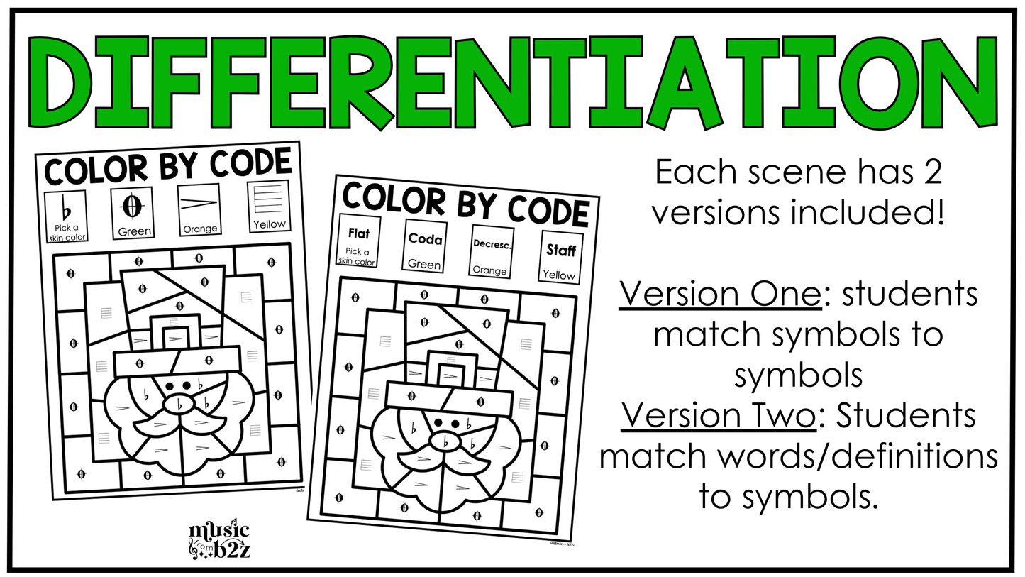 St. Patrick's Day Music Coloring Color by Note Music Worksheets Music Symbols