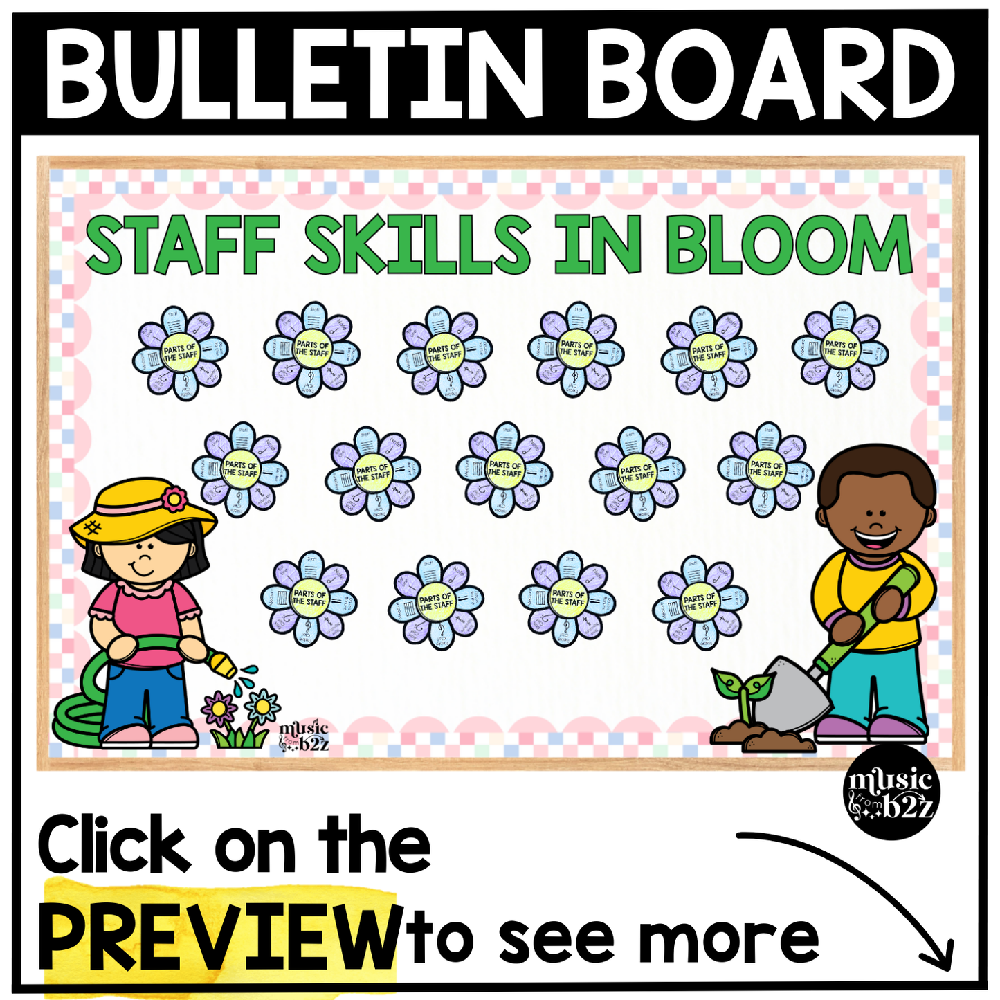Spring Music Craft Music Bulletin Board Spring Music Sub Plans Music Staff