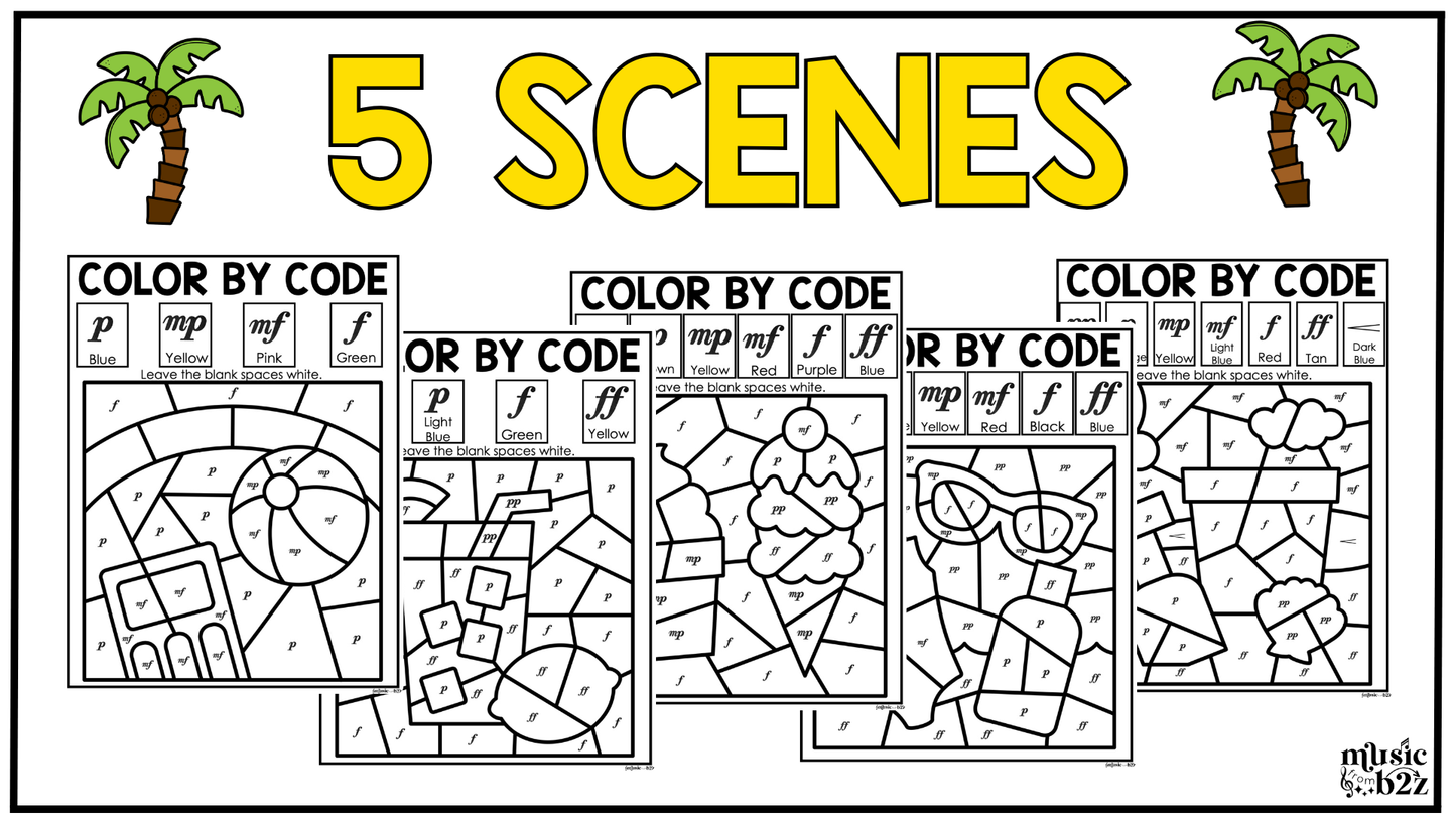 Summer Music Coloring Pages Color by Note Summer Music Worksheets Dynamics