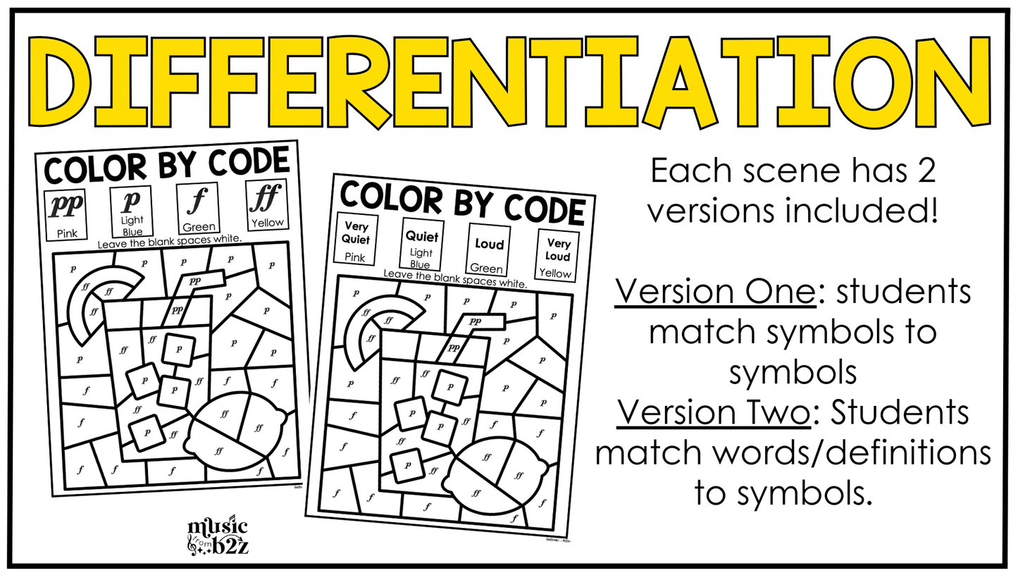 Summer Music Coloring Pages Color by Note Summer Music Worksheets Dynamics