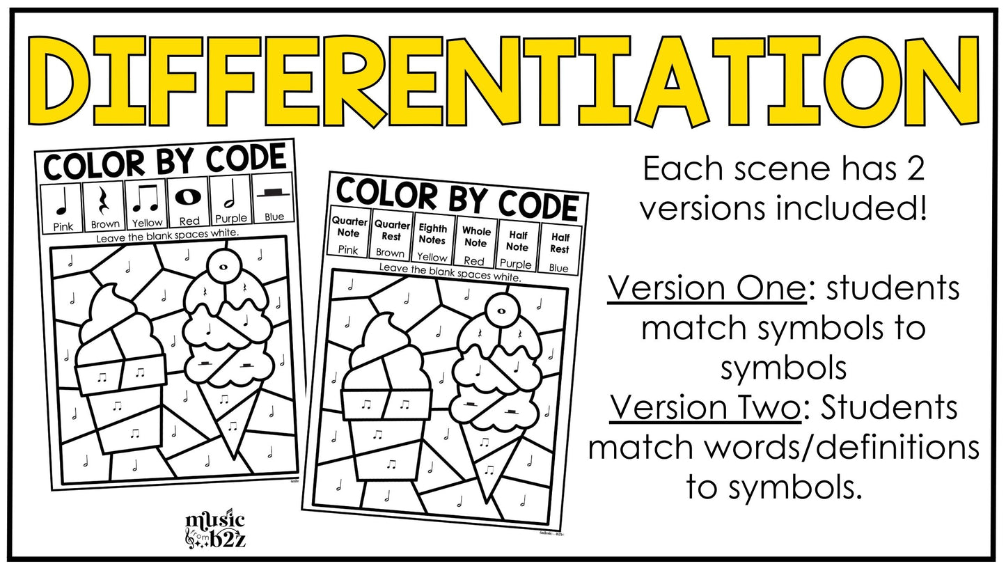 Summer Music Coloring Pages Rhythm Worksheets Summer Music Color by Note