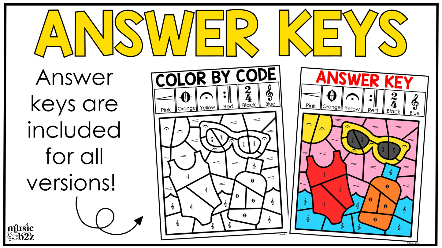 Summer Music Coloring Color by Note Summer Music Worksheets Music Symbols