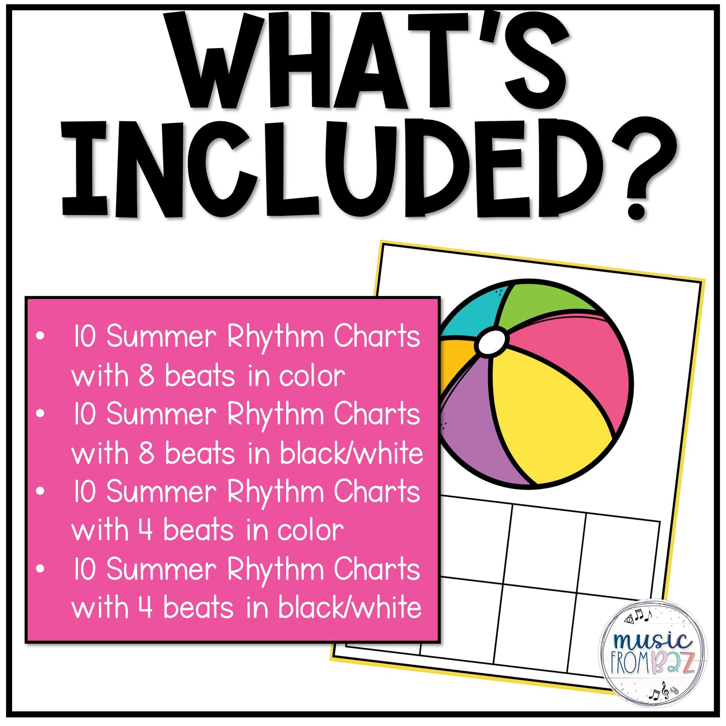 Summer Rhythm Charts Rhythm Worksheets Music Worksheets Elementary Music Centers & Games