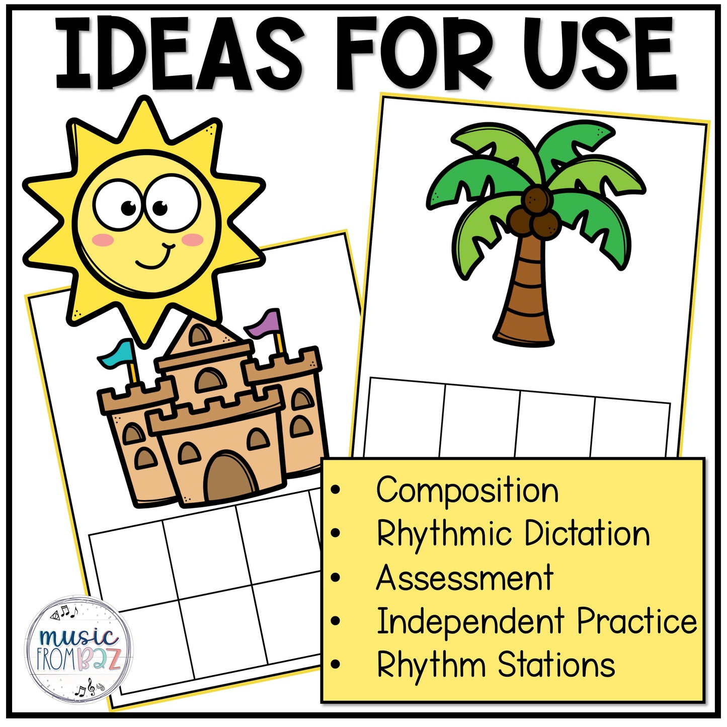 Summer Rhythm Charts Rhythm Worksheets Music Worksheets Elementary Music Centers & Games