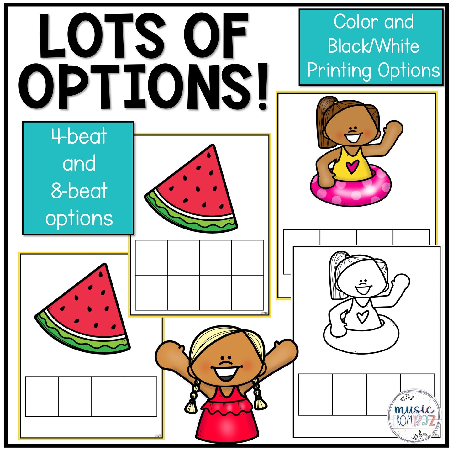 Summer Rhythm Charts Rhythm Worksheets Music Worksheets Elementary Music Centers & Games