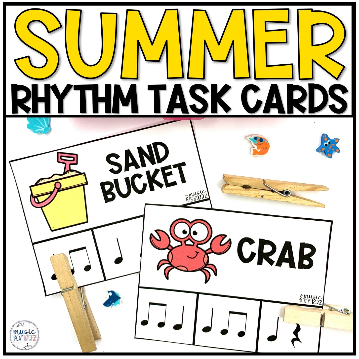 Summer Music Rhythm Task Cards