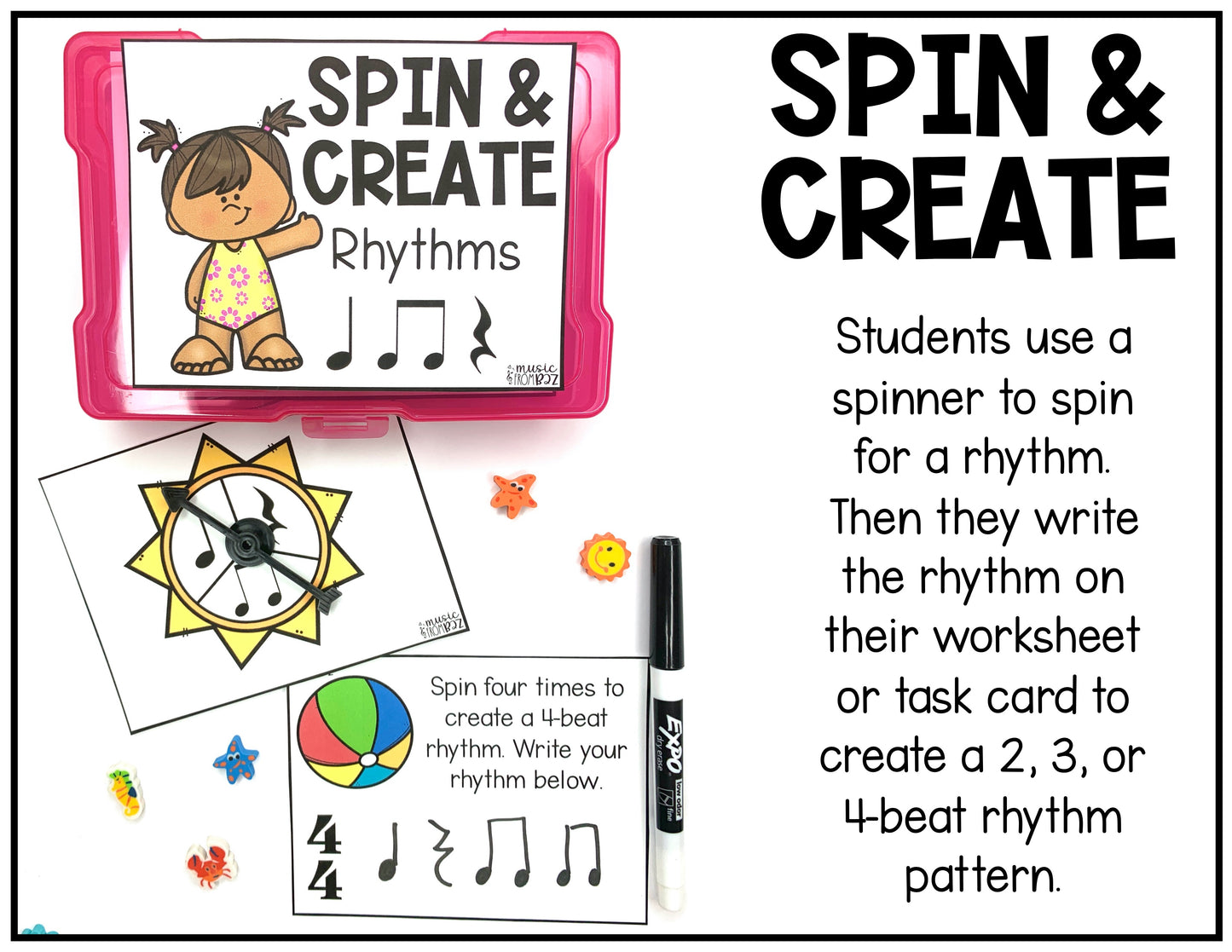 Summer Music Rhythm Task Cards