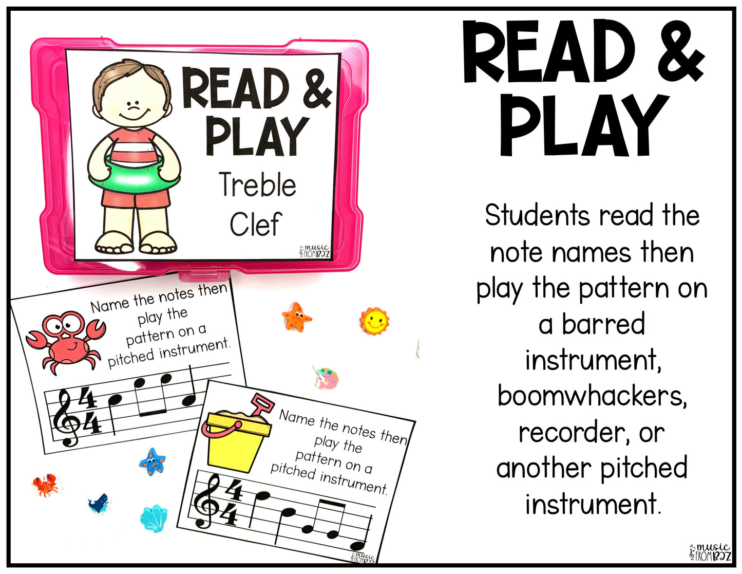 Summer Music Treble Clef Task Cards