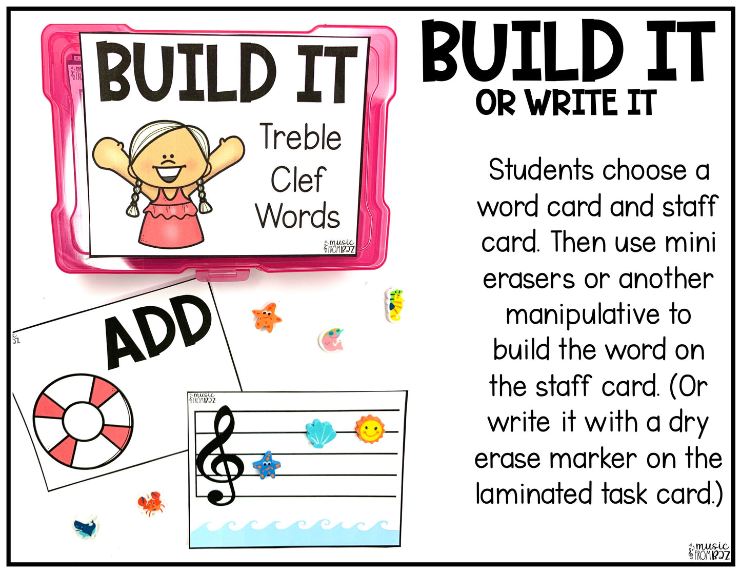 Summer Music Treble Clef Task Cards