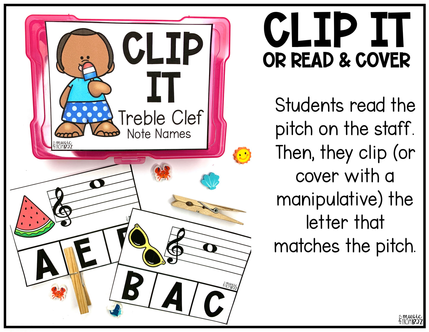 Summer Music Treble Clef Task Cards