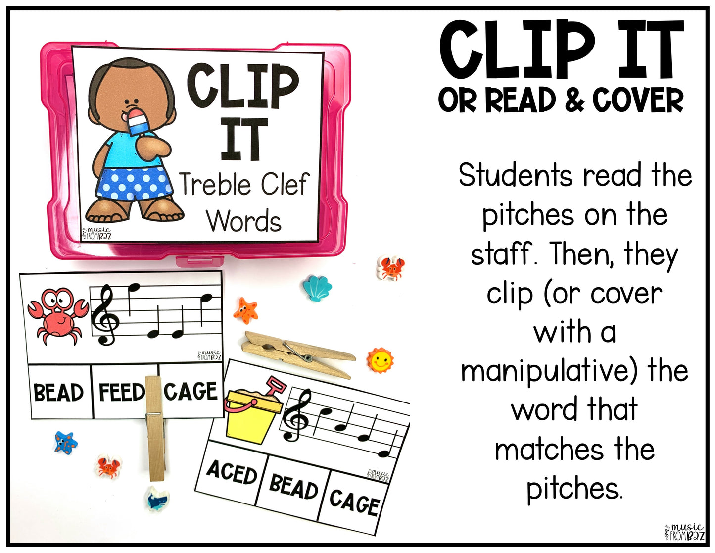 Summer Music Treble Clef Task Cards