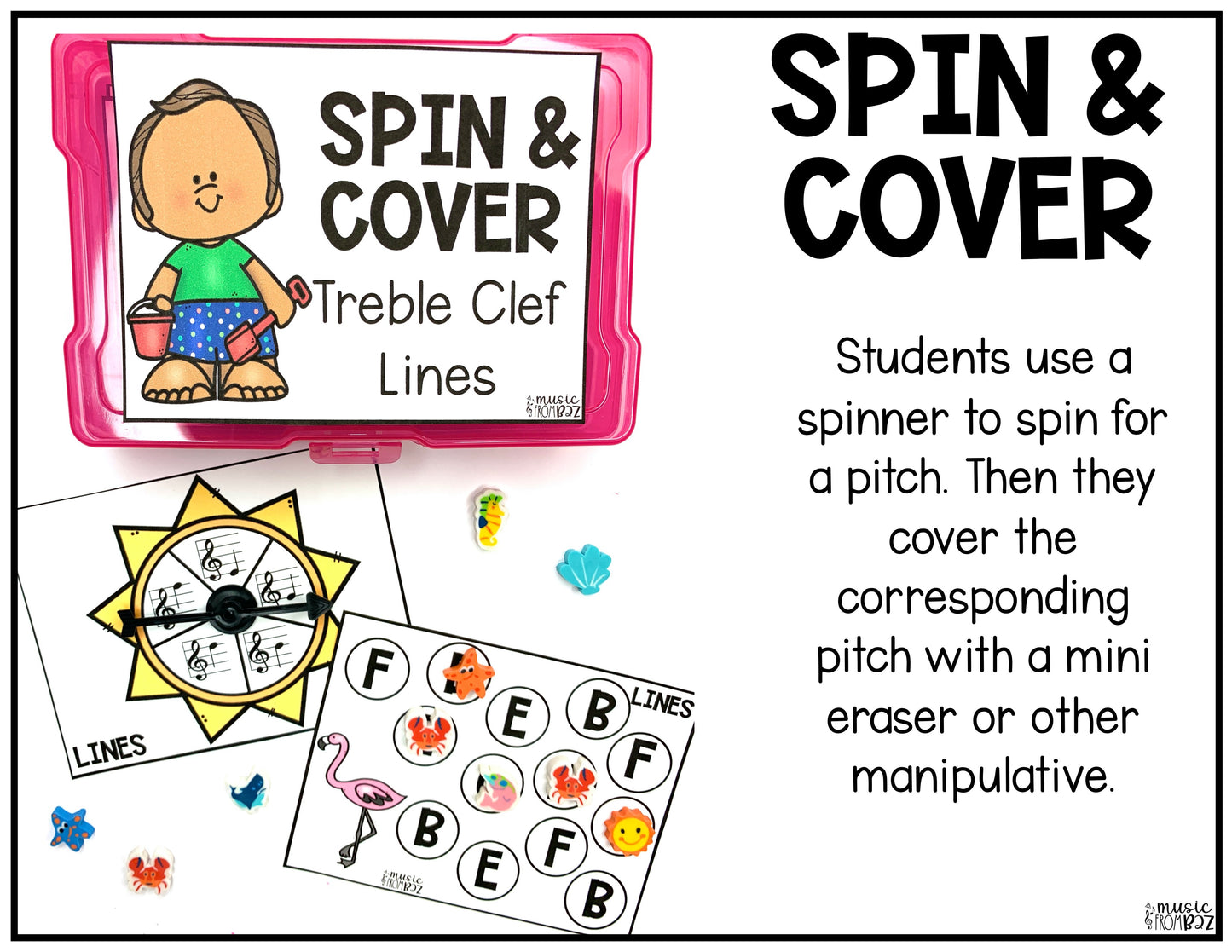 Summer Music Treble Clef Task Cards