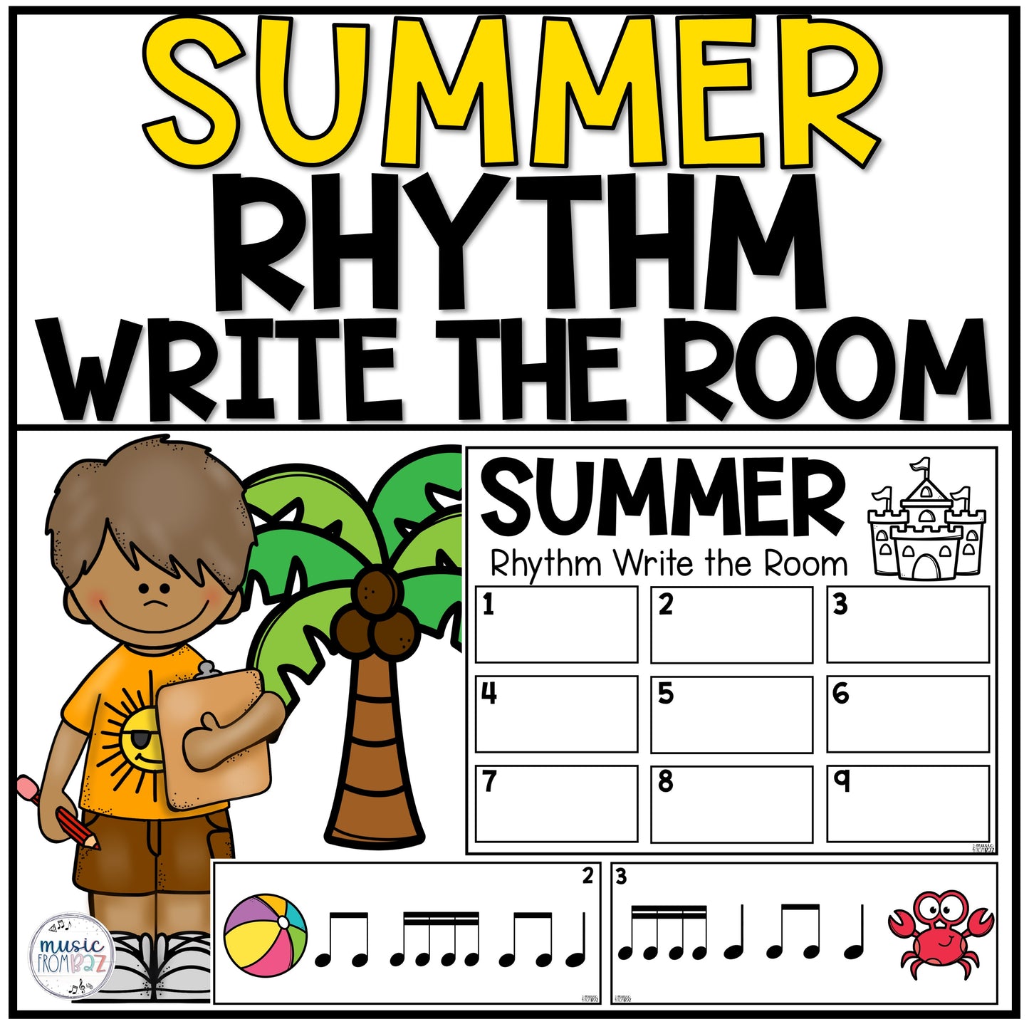 Summer Music Rhythm Write the Room