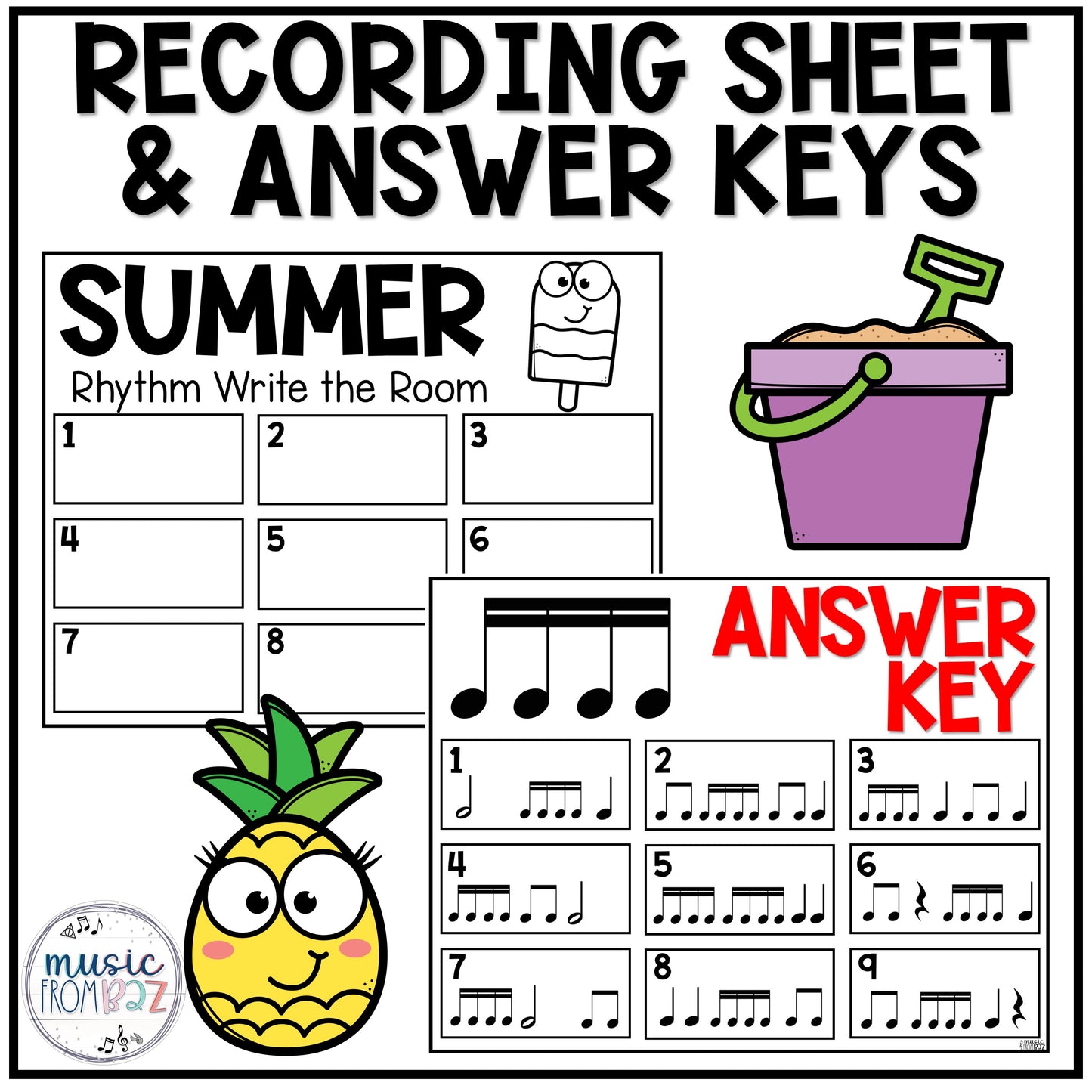 Summer Music Rhythm Write the Room