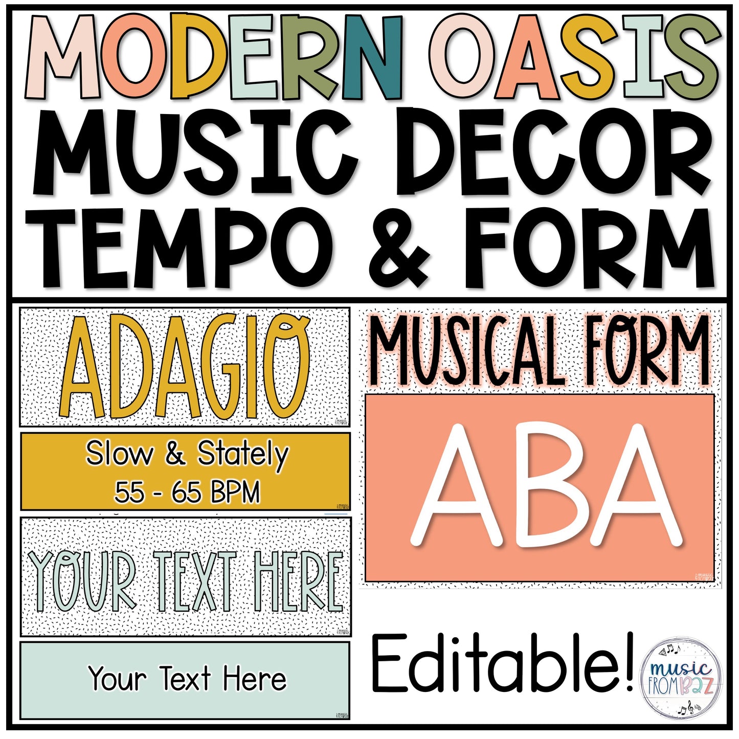 Music Classroom Decor - Tempo & Form Posters - Modern Oasis