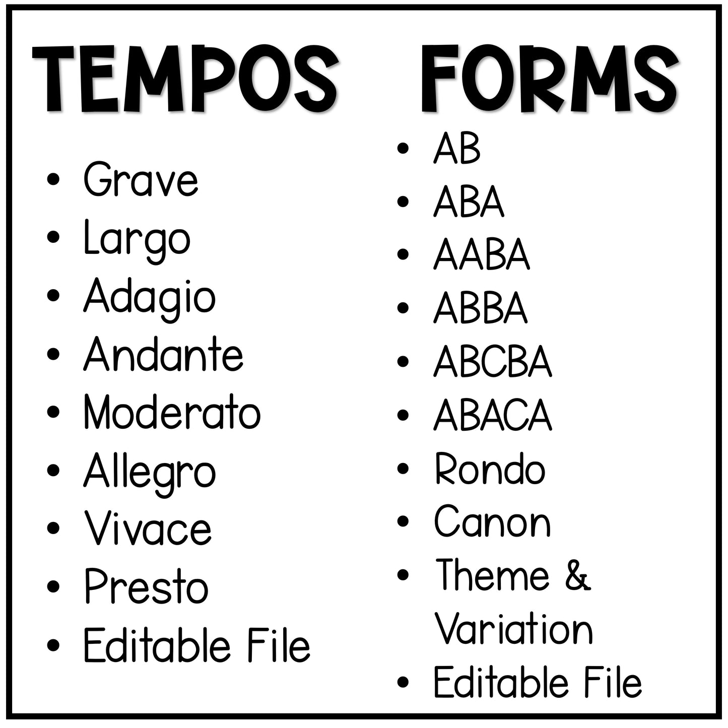 Music Classroom Decor - Tempo & Form Posters - Modern Oasis
