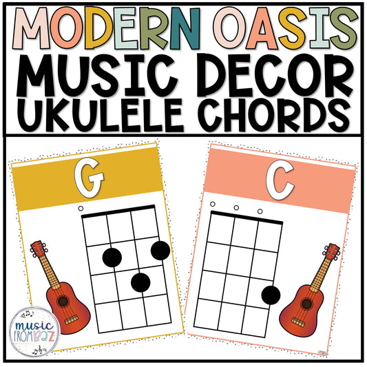 Music Classroom Decor - Ukulele Chords Posters - Modern Oasis