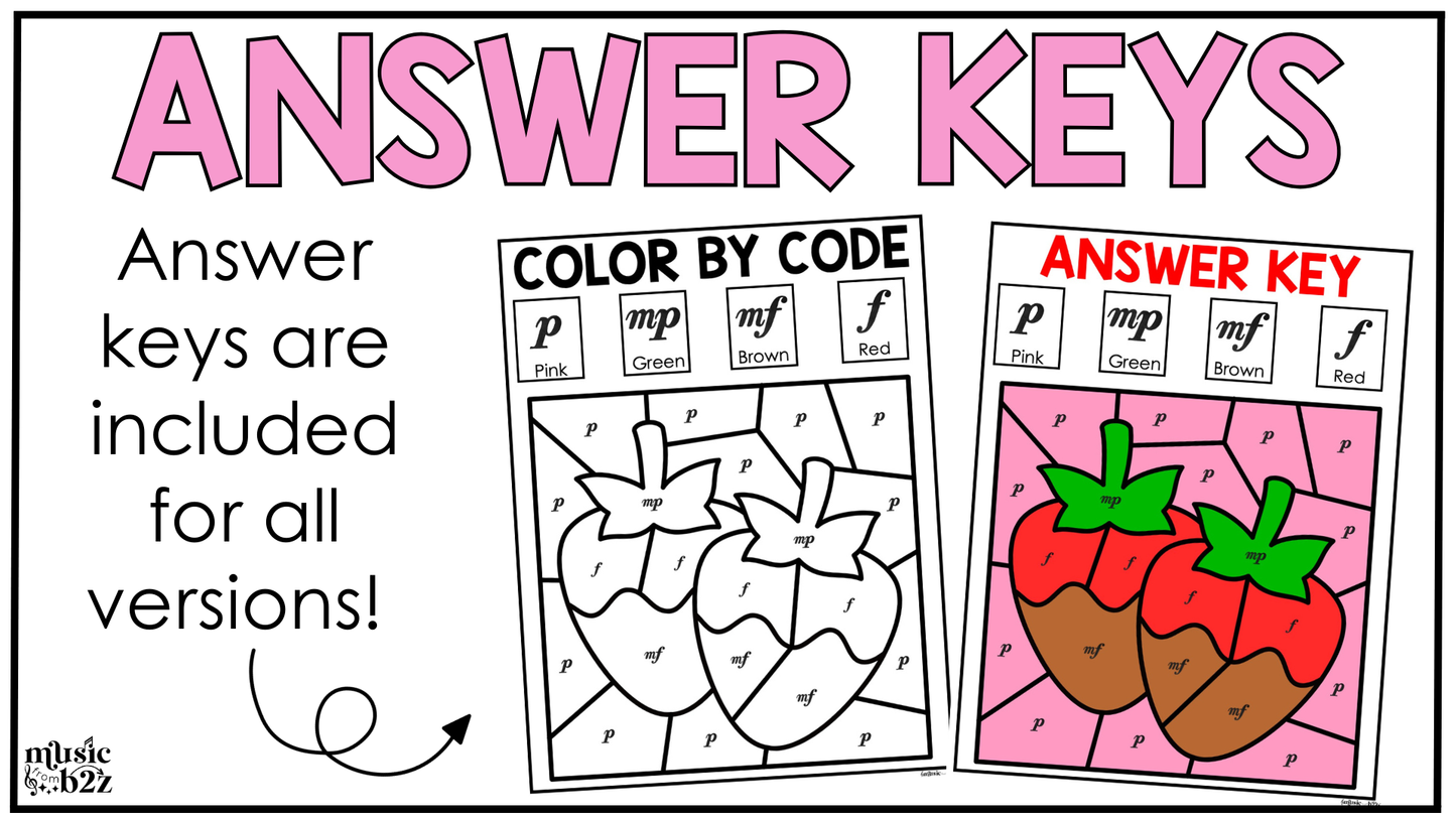 Valentine's Day Music Coloring Page BUNDLE Color by Note Music Worksheets