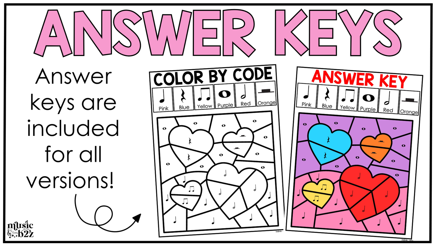 Valentine's Day Music Coloring Pages Rhythm Worksheets Music Color by Note