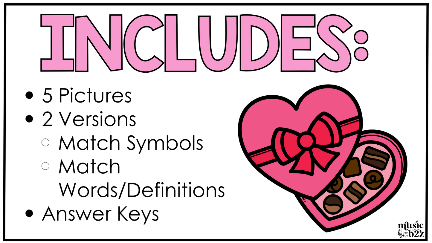 Valentine's Day Music Coloring Color by Note Music Worksheets Music Symbols