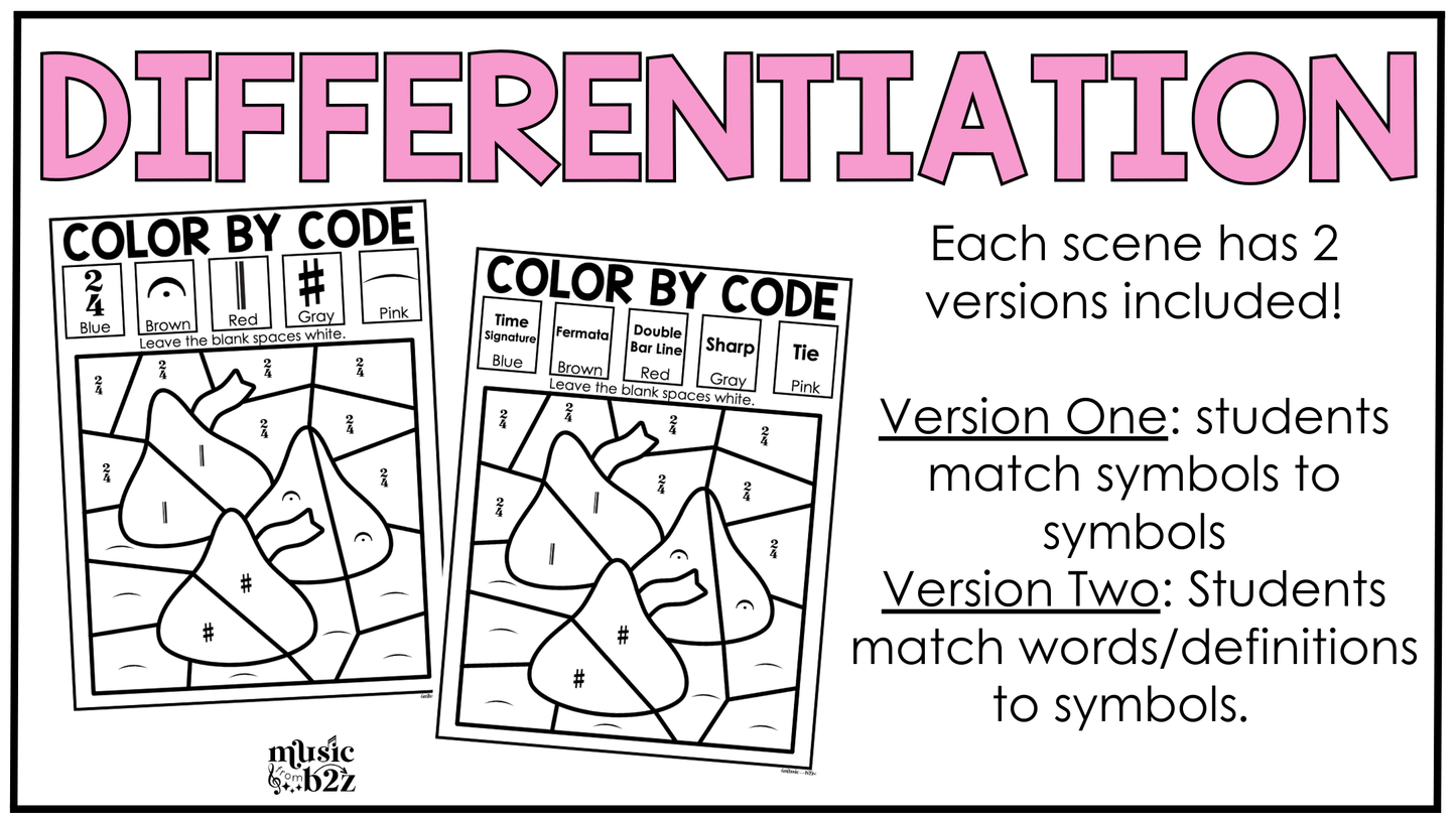 Valentine's Day Music Coloring Color by Note Music Worksheets Music Symbols