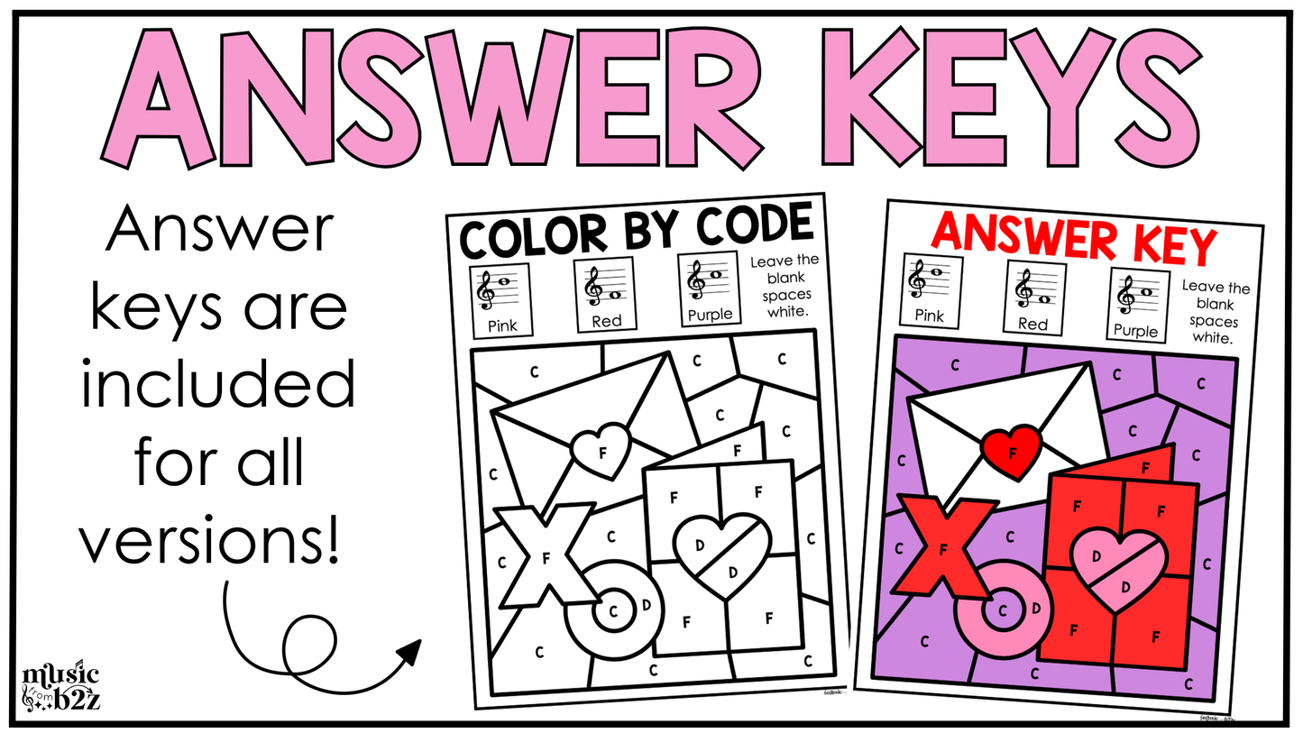 Valentine's Day Music Coloring Pages Color by Note Music Worksheets Treble Clef