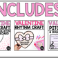 Valentine's Day Music Craft BUNDLE Valentine Music Bulletin Board Music Sub Plan