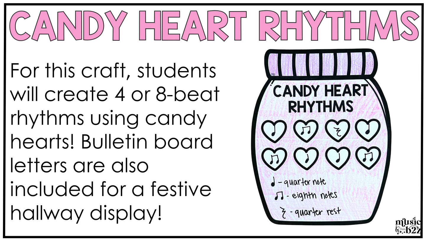 Valentine's Day Music Craft BUNDLE Valentine Music Bulletin Board Music Sub Plan