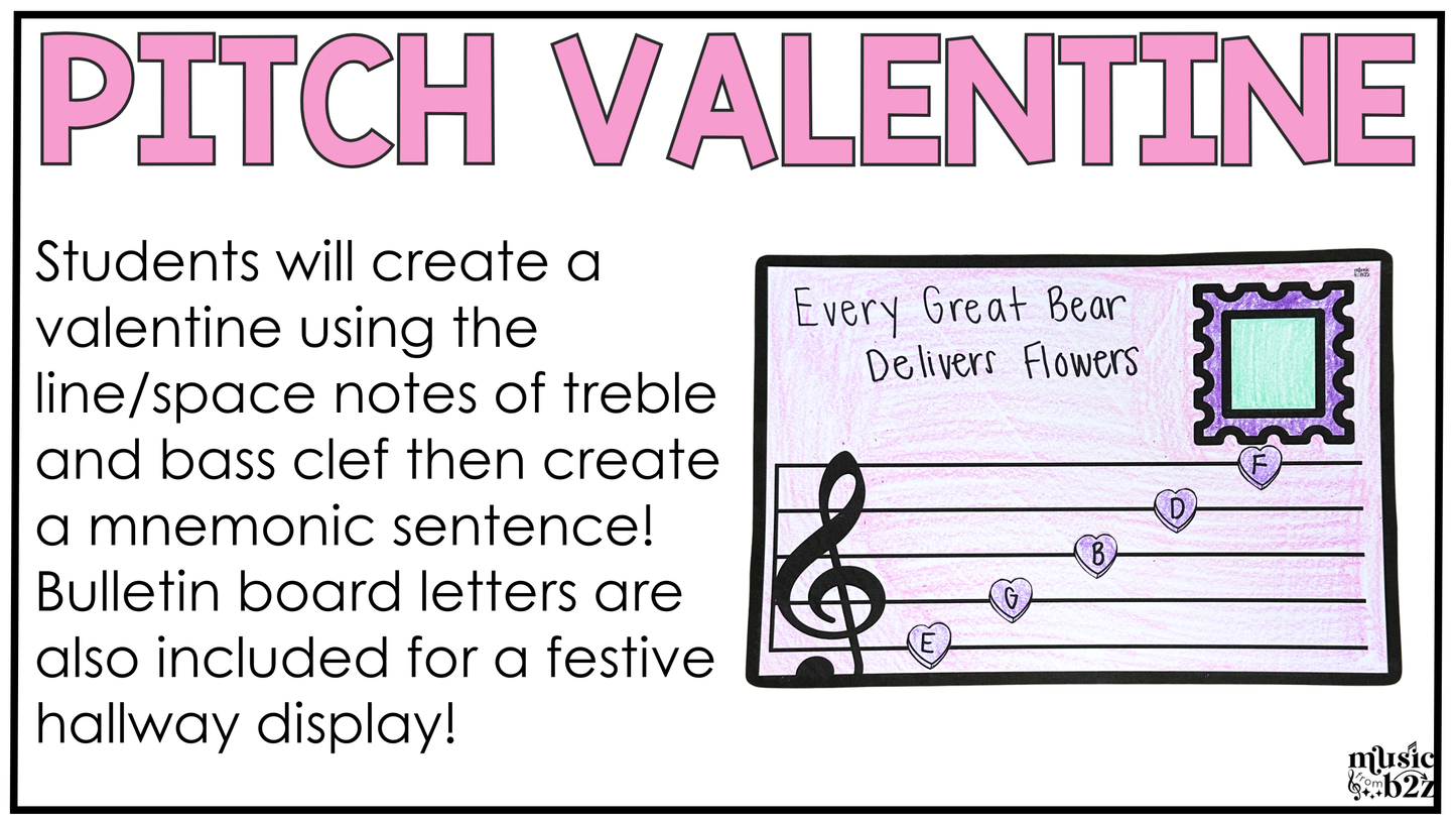 Valentine's Day Music Craft BUNDLE Valentine Music Bulletin Board Music Sub Plan