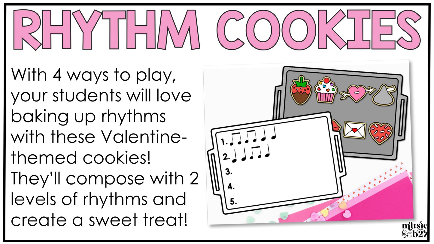 Valentine's Day Music Centers BUNDLE Valentine Rhythm Worksheets Music Games