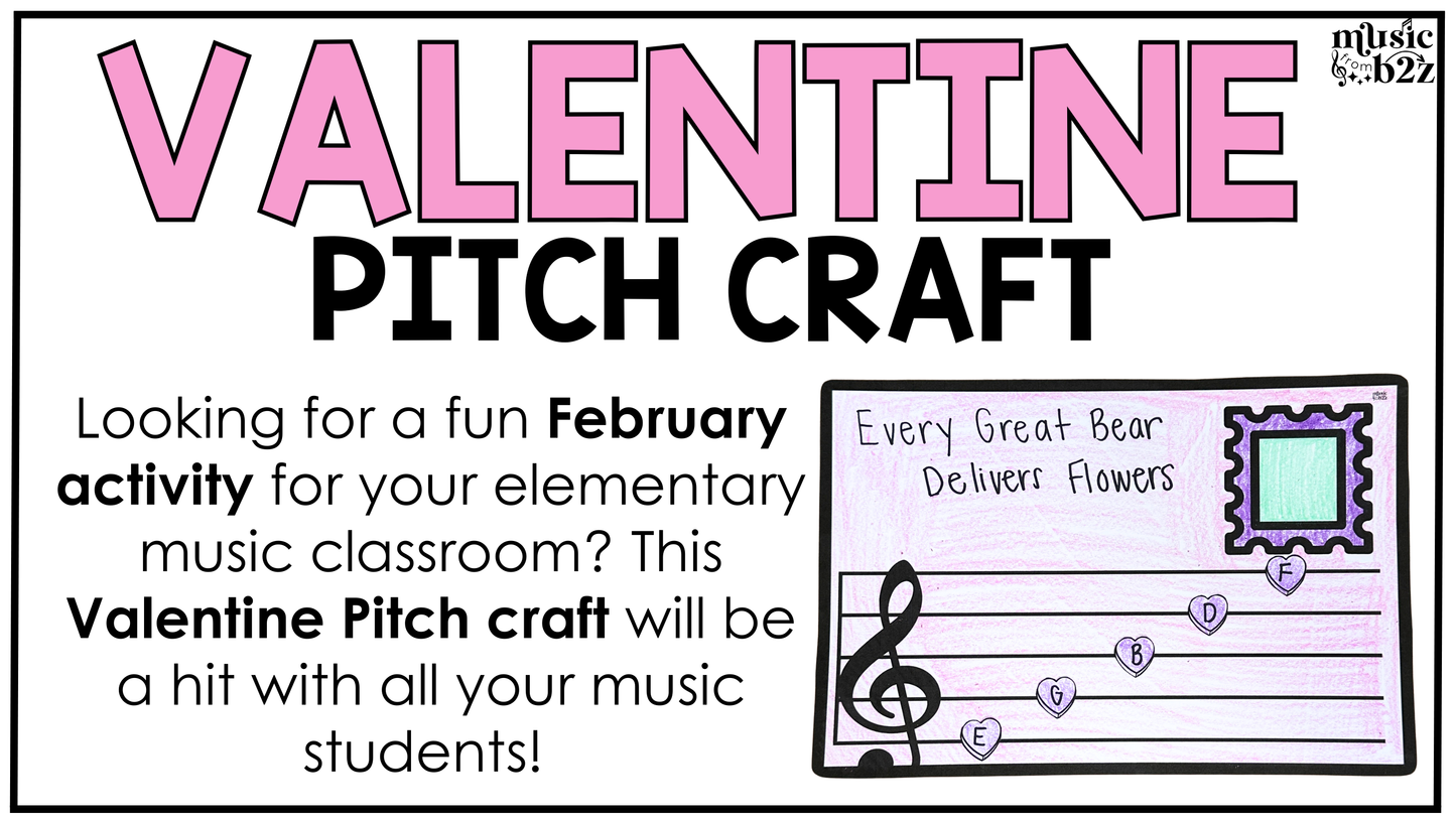 Valentines Day Music Craft Music Bulletin Board February Music Sub Plans
