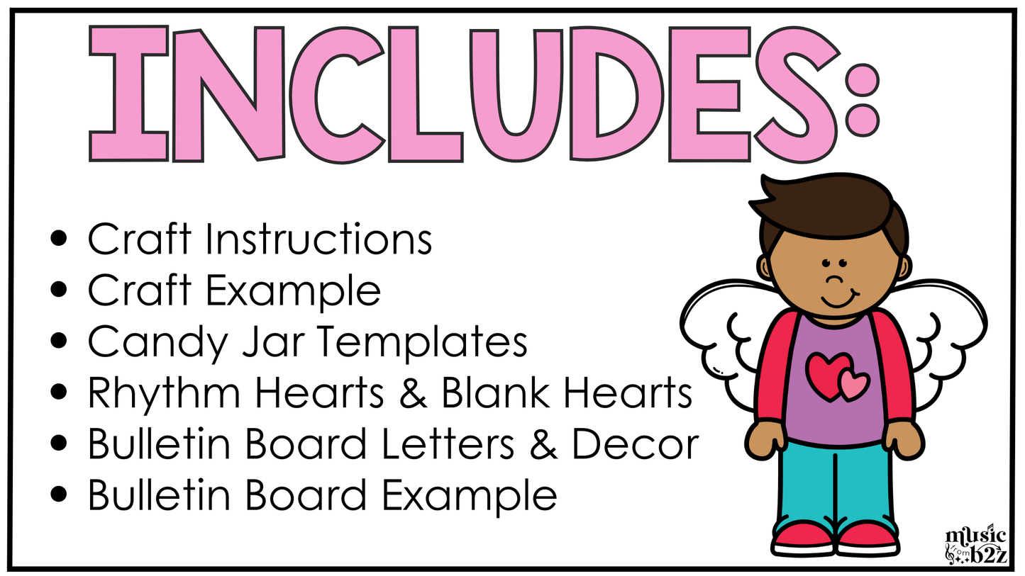 Valentine's Day Music Craft Rhythm Craft Valentine Music Bulletin Board Sub Plan