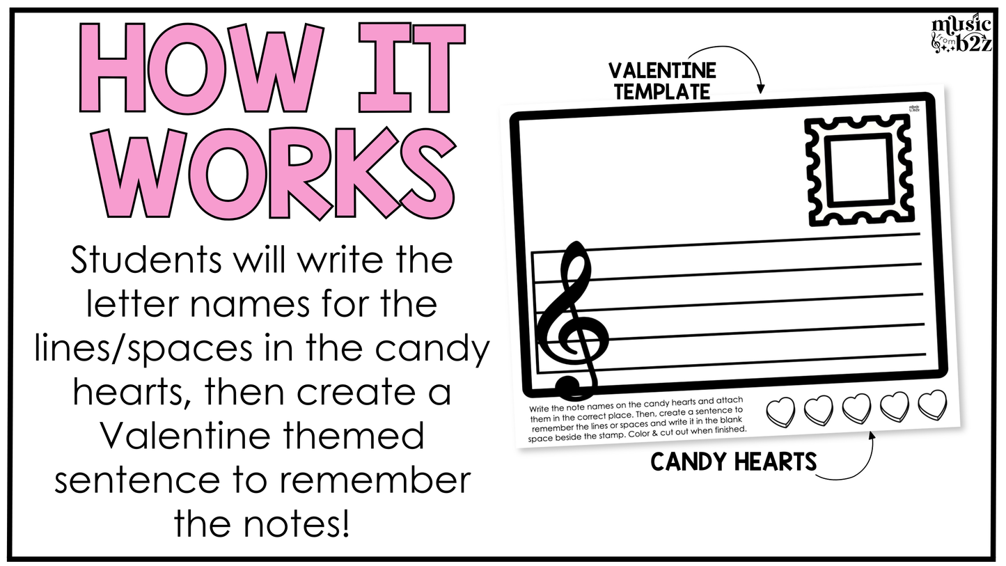 Valentines Day Music Craft Music Bulletin Board February Music Sub Plans