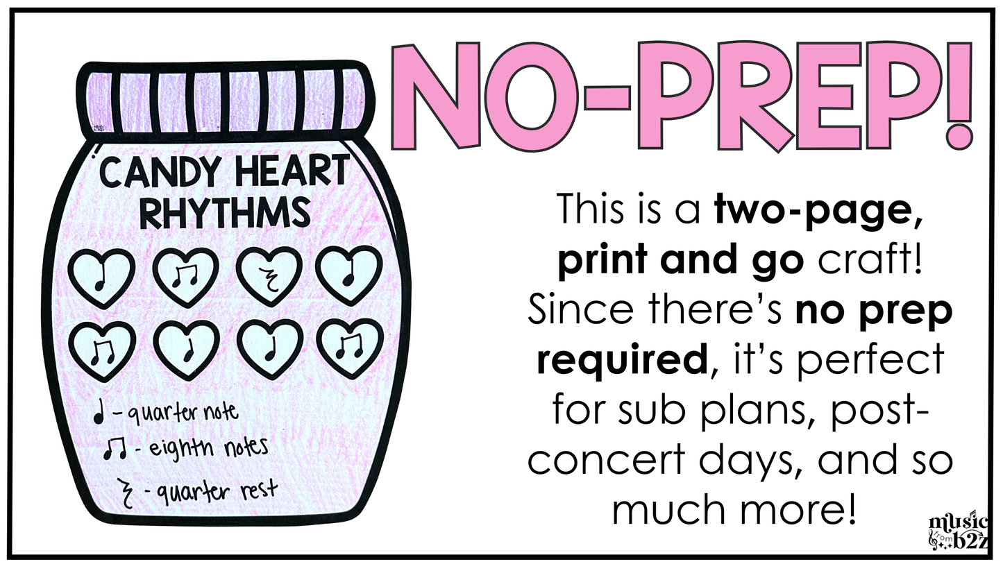 Valentine's Day Music Craft Rhythm Craft Valentine Music Bulletin Board Sub Plan