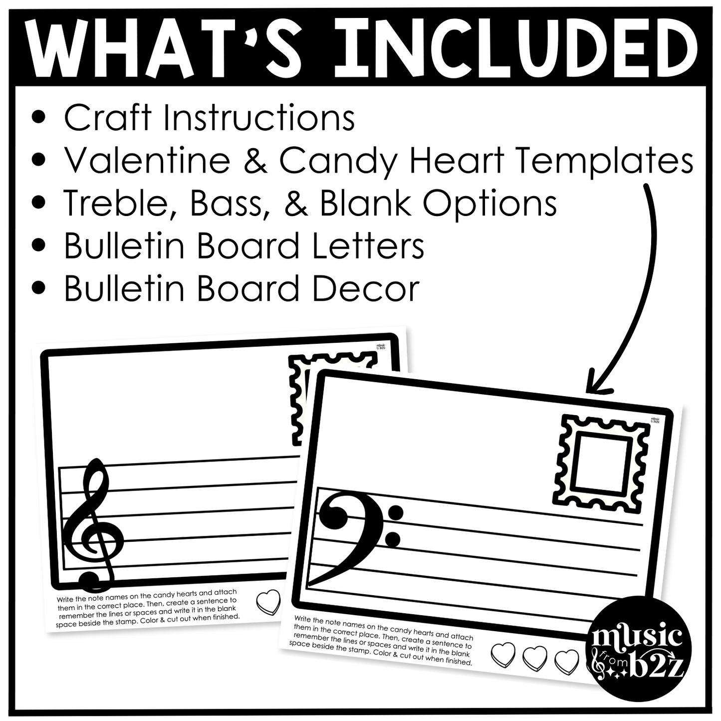 Valentines Day Music Craft Music Bulletin Board February Music Sub Plans