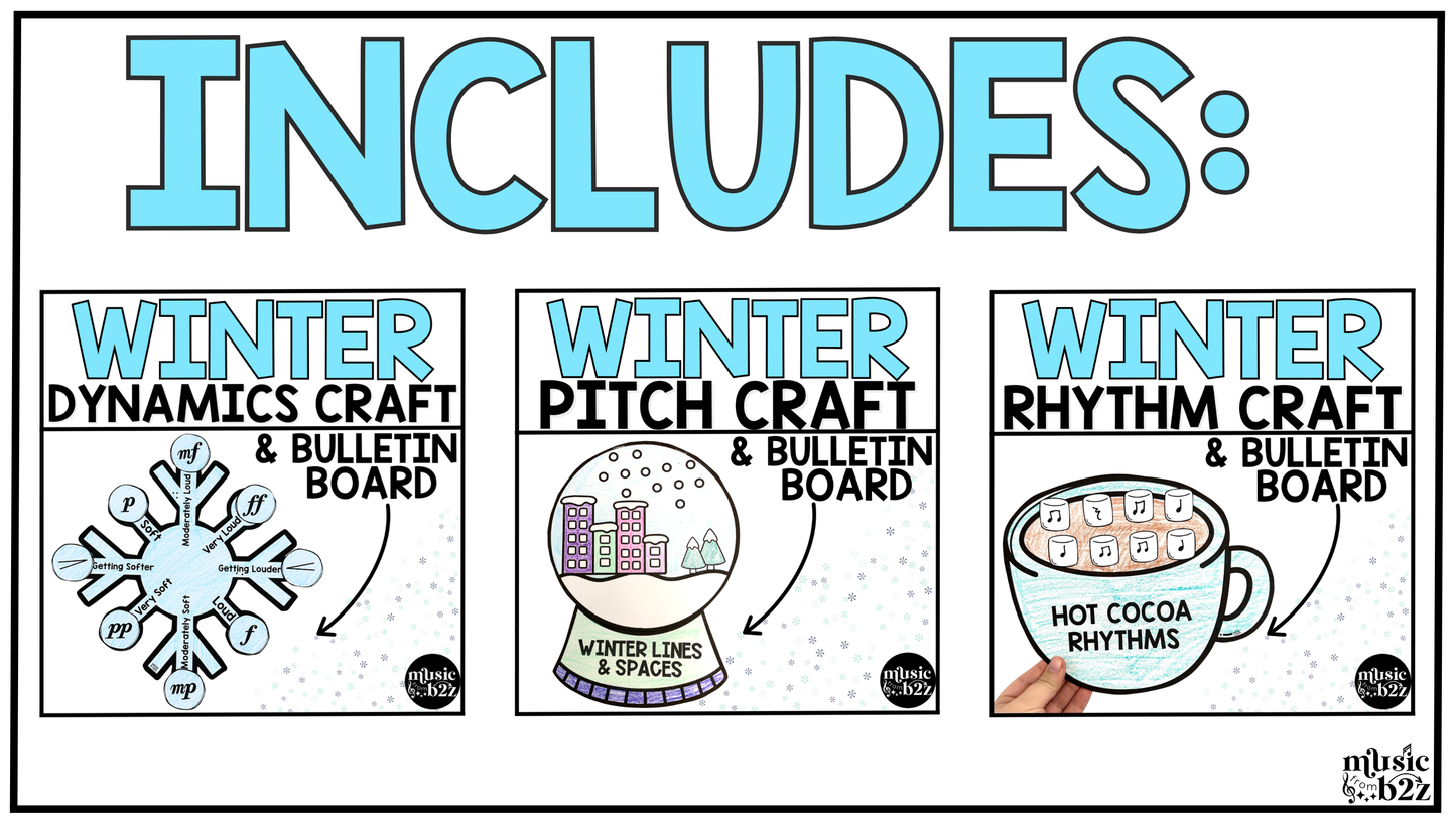 Winter Music Craft BUNDLE Winter Music Activities Winter Music Bulletin Board