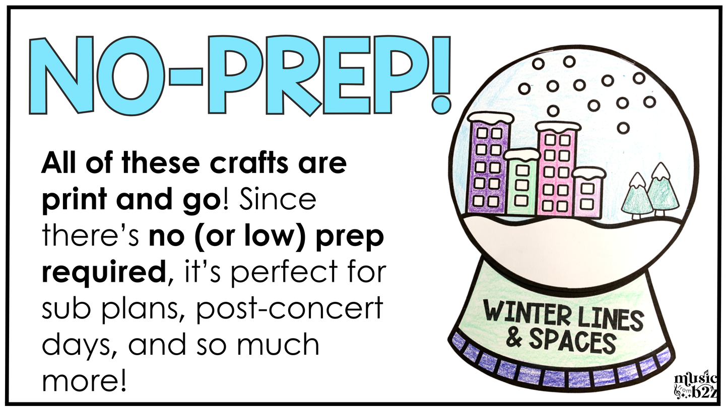 Winter Music Craft BUNDLE Winter Music Activities Winter Music Bulletin Board