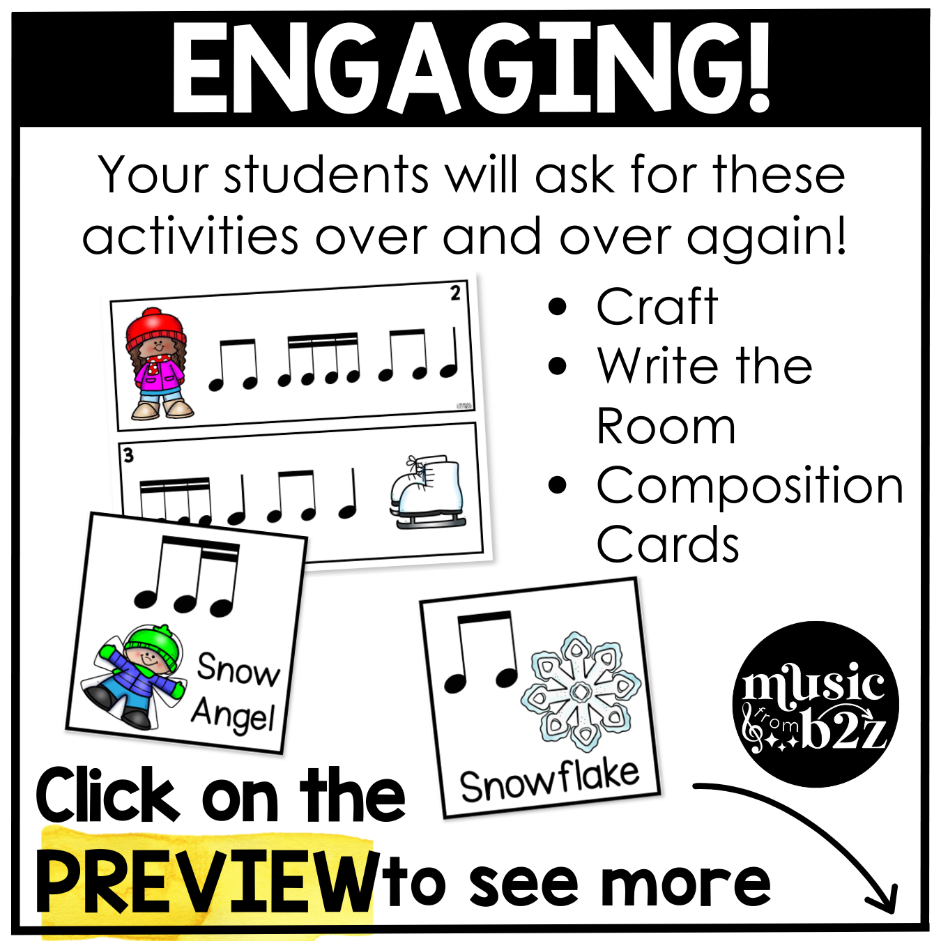 Winter Music Centers BUNDLE #2 Winter Rhythm Worksheets Music Games Sub Plans