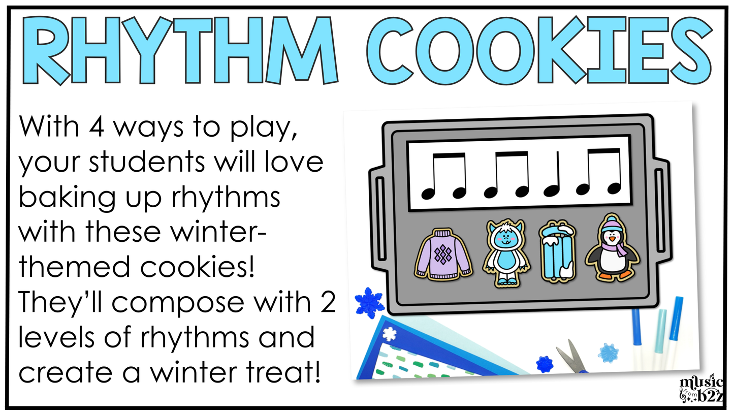 Winter Music Centers BUNDLE #1 Winter Rhythm Worksheets Music Games Sub Plans