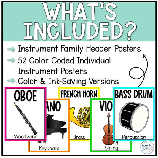 Instrument Families Posters - Anchor Charts - Music Classroom Decor