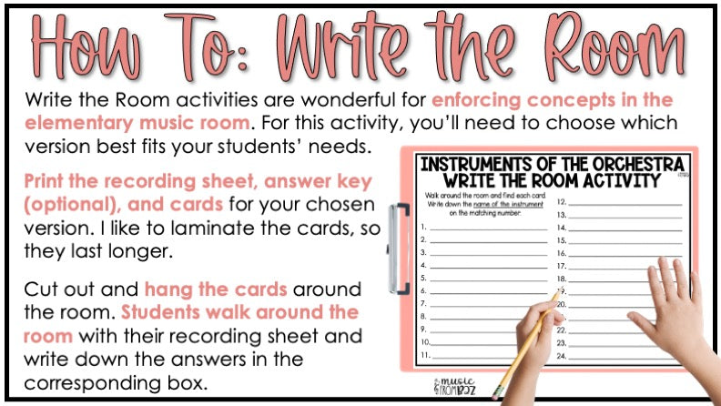 Instrument Families - Write the Room- Instruments of the Orchestra Activity