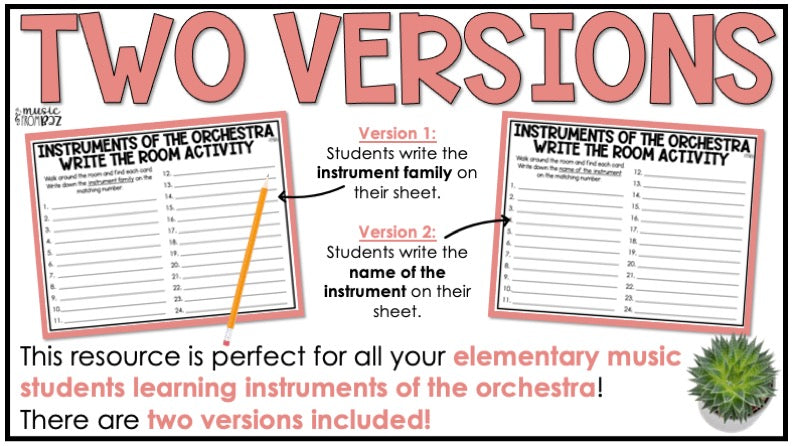 Instrument Families - Write the Room- Instruments of the Orchestra Activity